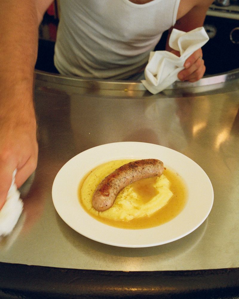 Sausage plate served at a bar